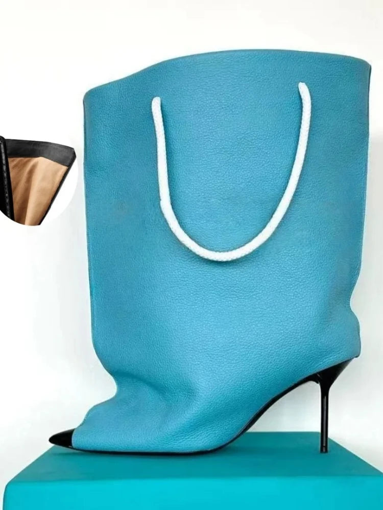 2025 Autumn/Winter New Pointed Boots - Wide Sleeve Mouth Stiletto High Heel Pocket Boots, Fashionable Women's Sexy Banquet Shoes