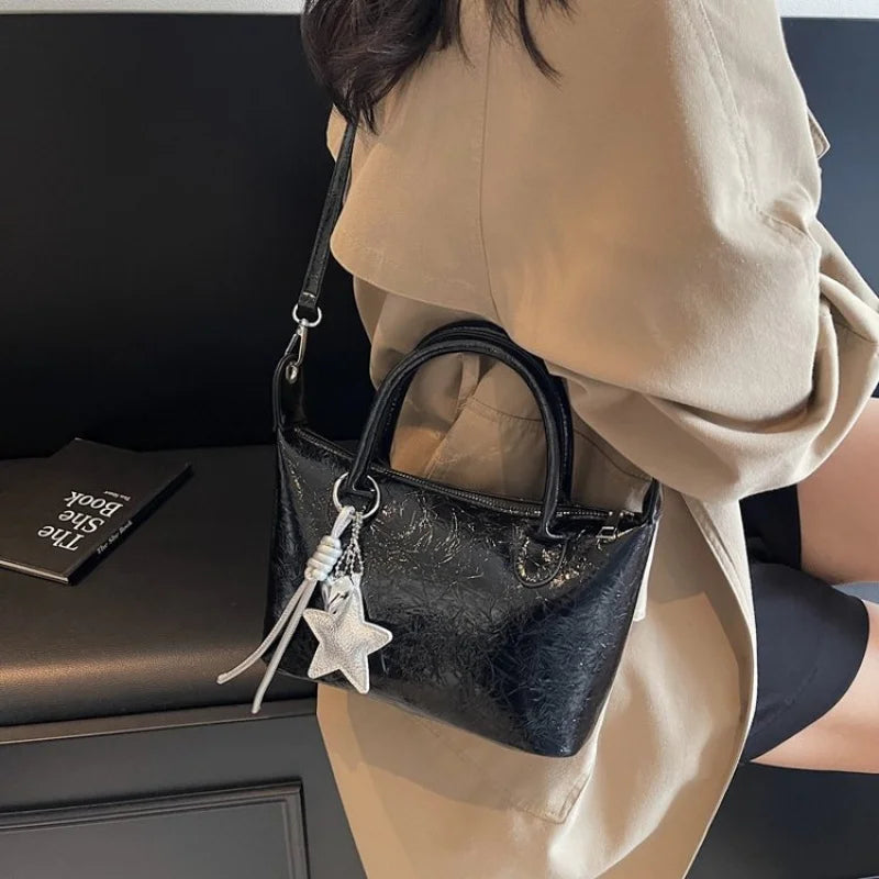 Luxury Designer Messenger Bag For Ladies, Genuine Leather Crossbody Purse With Detachable Strap, Vintage Shoulder Work Tote