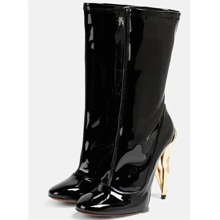 2023 European and American Women's Personalized High Heel Short Boots European and American Sexy Show Boots Banquet Boots