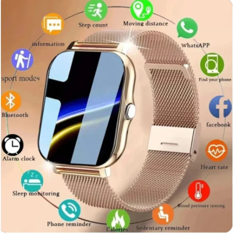 Smart watch for android phone.1.44 inch color screen full touch bluetooth call smart watch magnetic charging Wofashion.xyz