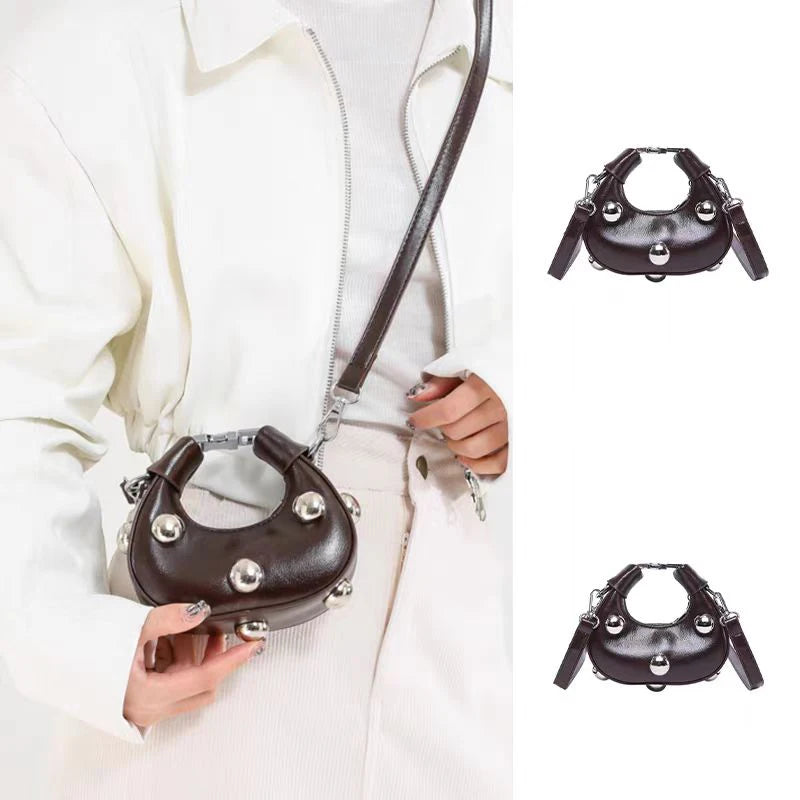Luxury Satchel Rivet Small Dumpling Purse Personalized Mini Handbag Ladies Fashion Shoulder Bags Solid Color Crossbody Bag