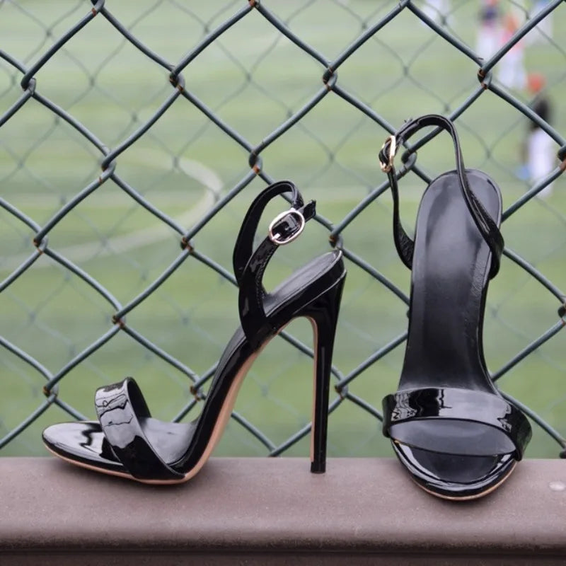 European and American Fashion Cross Tie Sandals, Women's Sexy One Line Strap Slim High Heels, Runway Shoes, Banquet Sandals