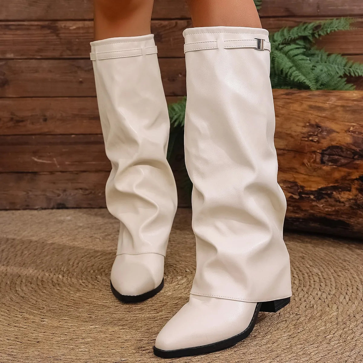 2025 Fashion High Heel Knee High Boots Women Fashion Pointed Toe Long Boots Woman Autumn Winter Leather Women's Boots 36-43