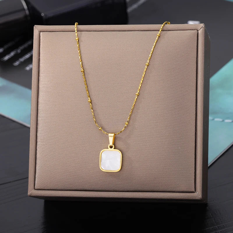 Double Layer Hollow Clavicle Chain Stainless Steel Necklace For Women Punk Hip-Hop Streetwear Jewelry Dropshipping
