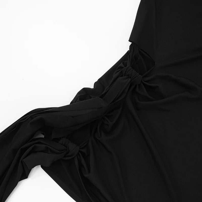 Mozision Off-shoulder Strapless Ruched Sexy Mini Dress Women Fashion Hollow Out Sleeveless Backless Draped Club Party Dresses