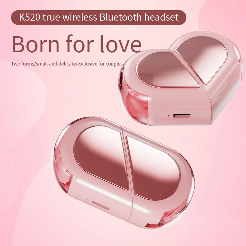 Bluetooth 5.3 True Wireless Headphones Heart Shaped Earphones Woman Heart Headset Digital Led Lamp In Ear Earbuds Girl Gift