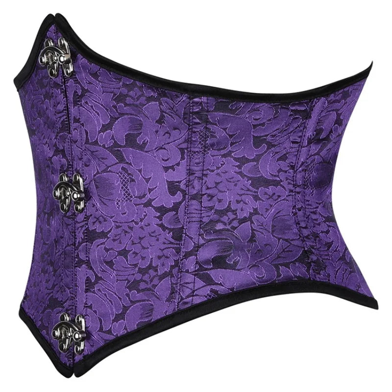 Underbust Purple Corset Woman Belt Plus Size Top Short Plastic Boned Girdles Slimming Waist Shapers Gothic Clothing Bodice