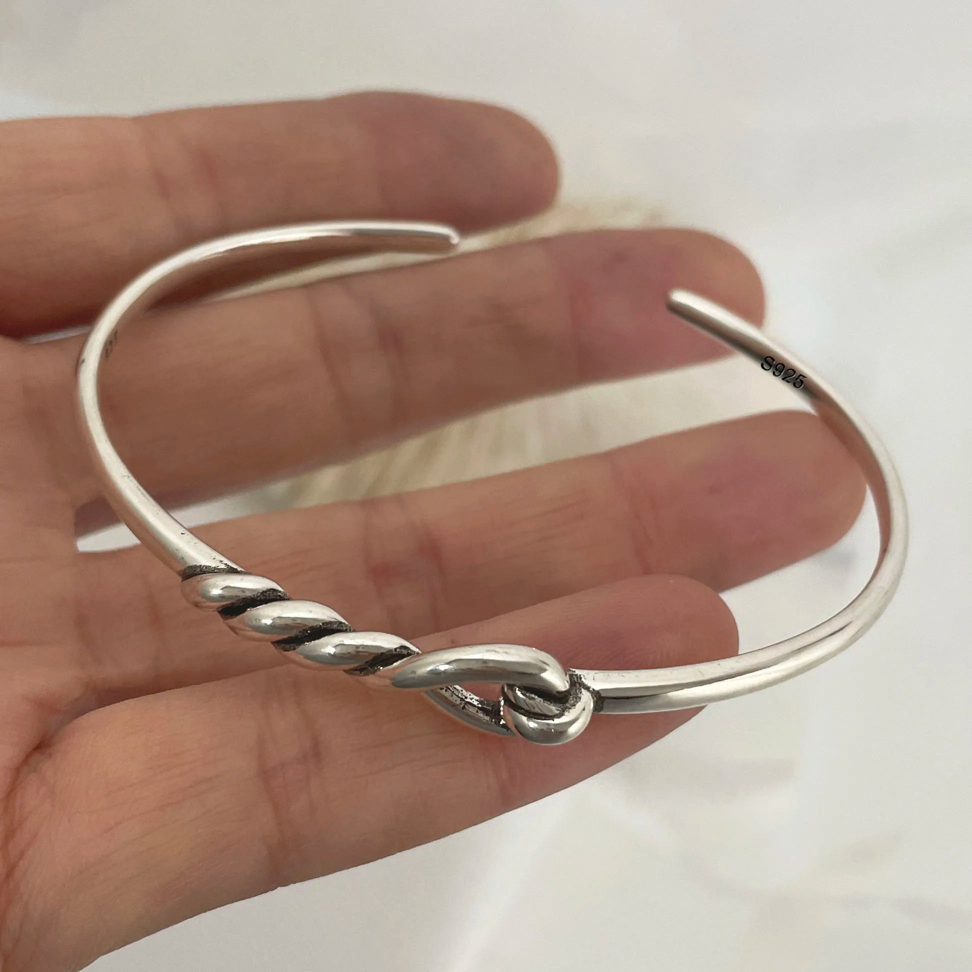 100% Solid 925 Sterling Silver Metal Bracelet for Women Men Vintage Handmade Simple Birthday Gift S-B451