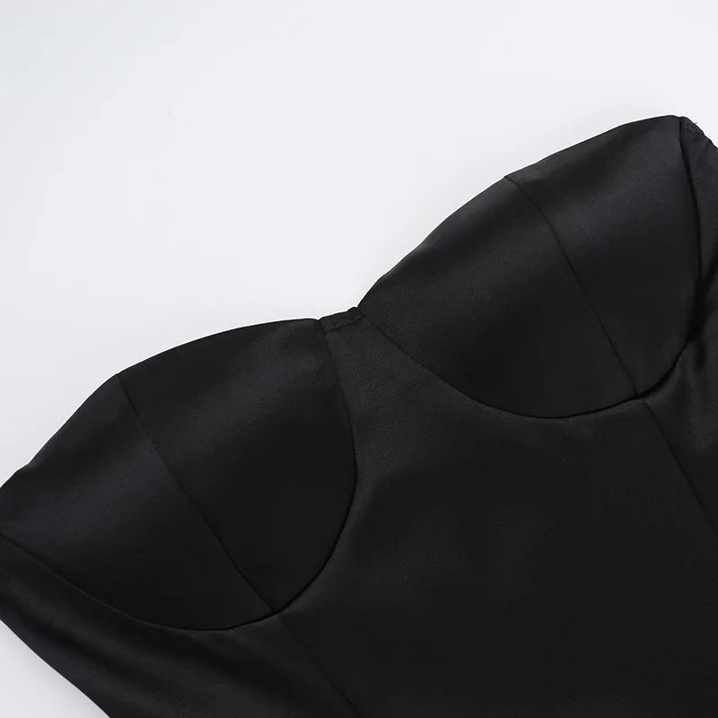 Mozision Off-shoulder Backless Sexy Mini Dress For Women Robe Fashion Solid Strapless Sleeveless A-line Slim Sexy Club Dress