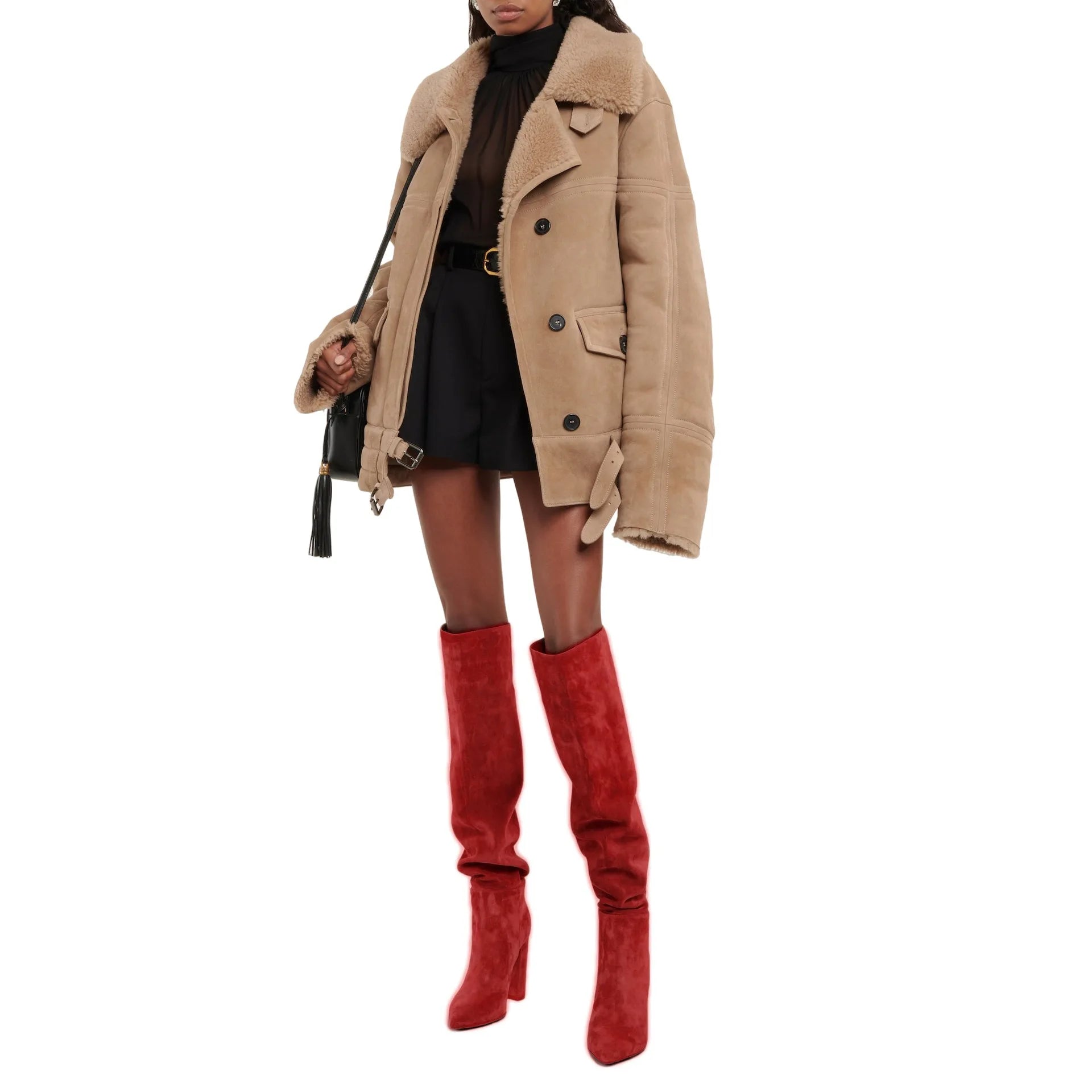 Ladies' Autumn and Winter Suede Thick High-heeled Oversized Knee High Boots, European and American Sexy Versatile Sleeve Boots