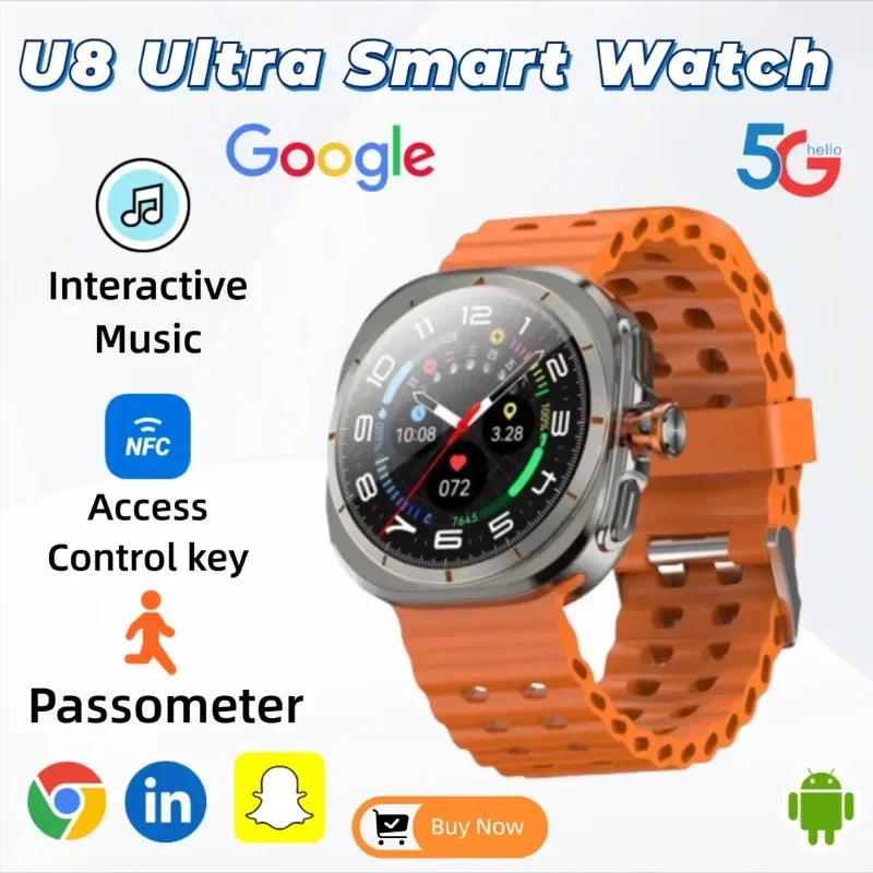 New Smart Watch Ultra 5GSmart Watch Android 1.508 Inch AMOLED Display 180 ° 8MP Rotating Camera GPS WiFi IP68 Waterproof Wofashion.xyz