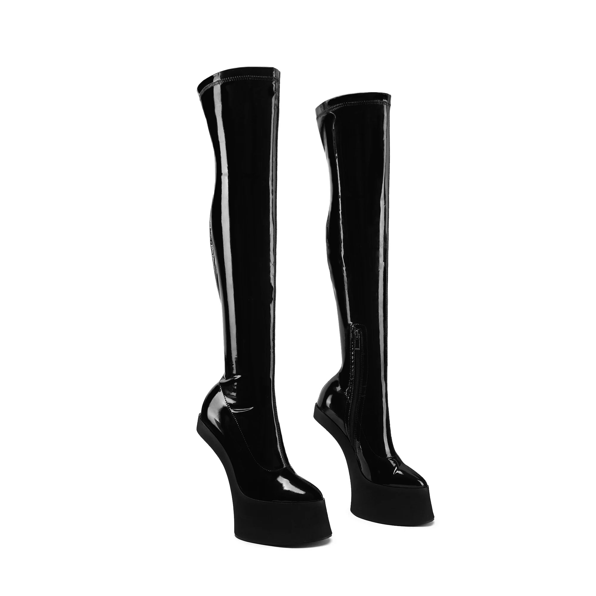 2025 European and American women's fashion opposite sex tailless design dance runway short bootswith side zipper knee high boots
