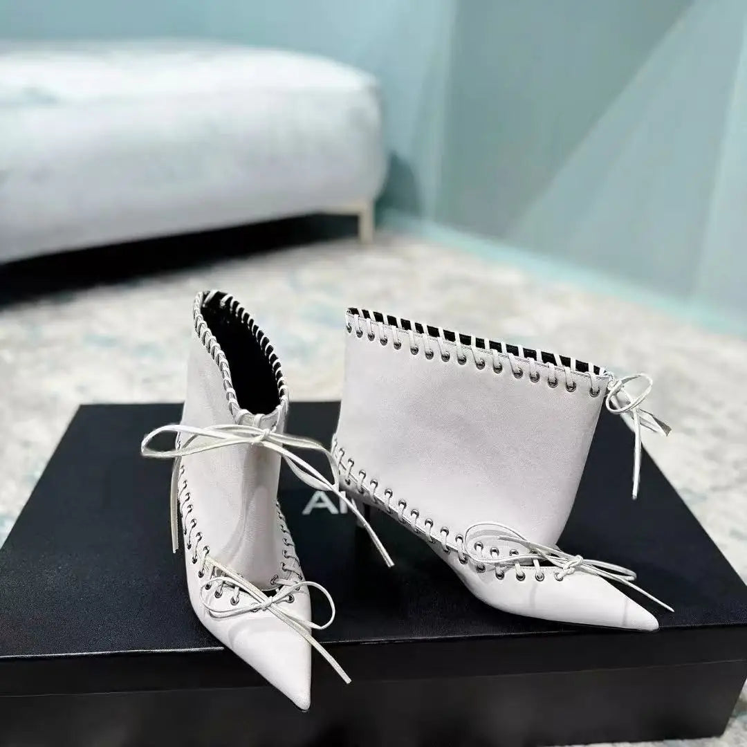 2025 Early Autumn New European and American Fashion Show Niche Fashion Slimming Wide Tube Height Increasing Pleated Pile Boots