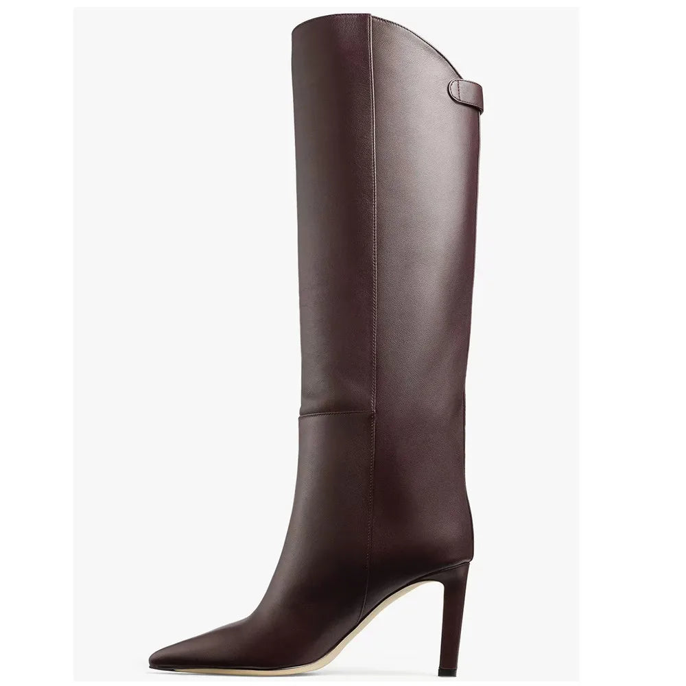 Women Knee High Long Boots for Woman's Pointed Toe Thin Heels Slip-On Fashion Botas Mujer 2025 Solid Color Autumn Winter Shoes Wofashion.xyz