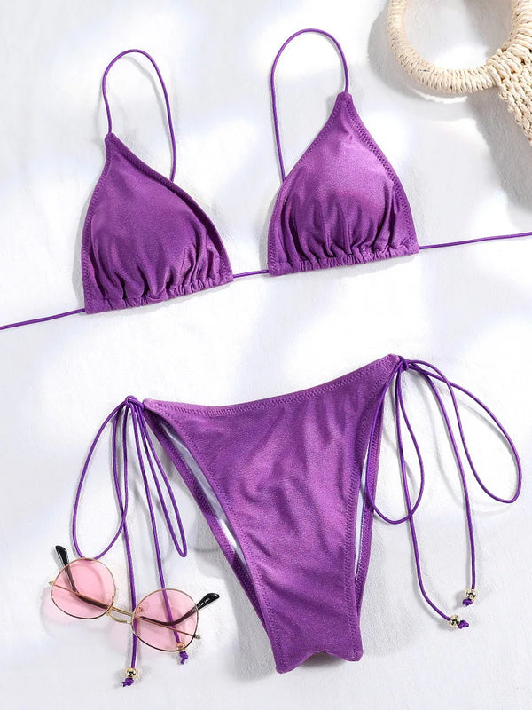 Bikinis Purple Swimwear Low Waist Bathing Suit Women's Swimming Suit 2024 Biquinis Two Pieces Suit Summer Beach Wear Wofashion.xyz