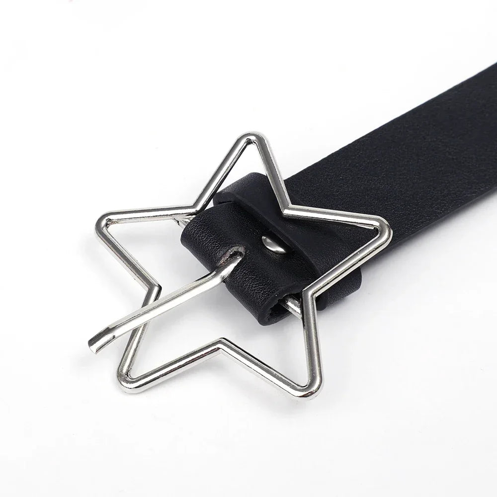 Star Eye Rivet Belt Goth Style Double Pin Buckle Man/woman Fashion Casual Punk Style Pu Leather Waistband for Jeans Y2K Belt