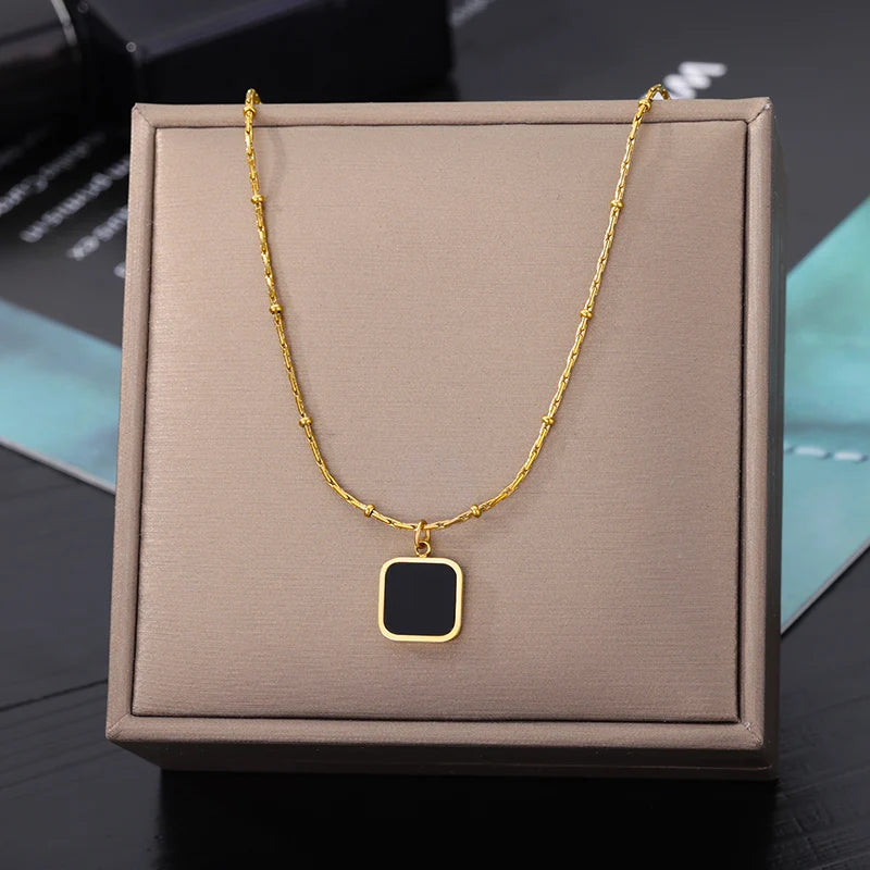 Double Layer Hollow Clavicle Chain Stainless Steel Necklace For Women Punk Hip-Hop Streetwear Jewelry Dropshipping
