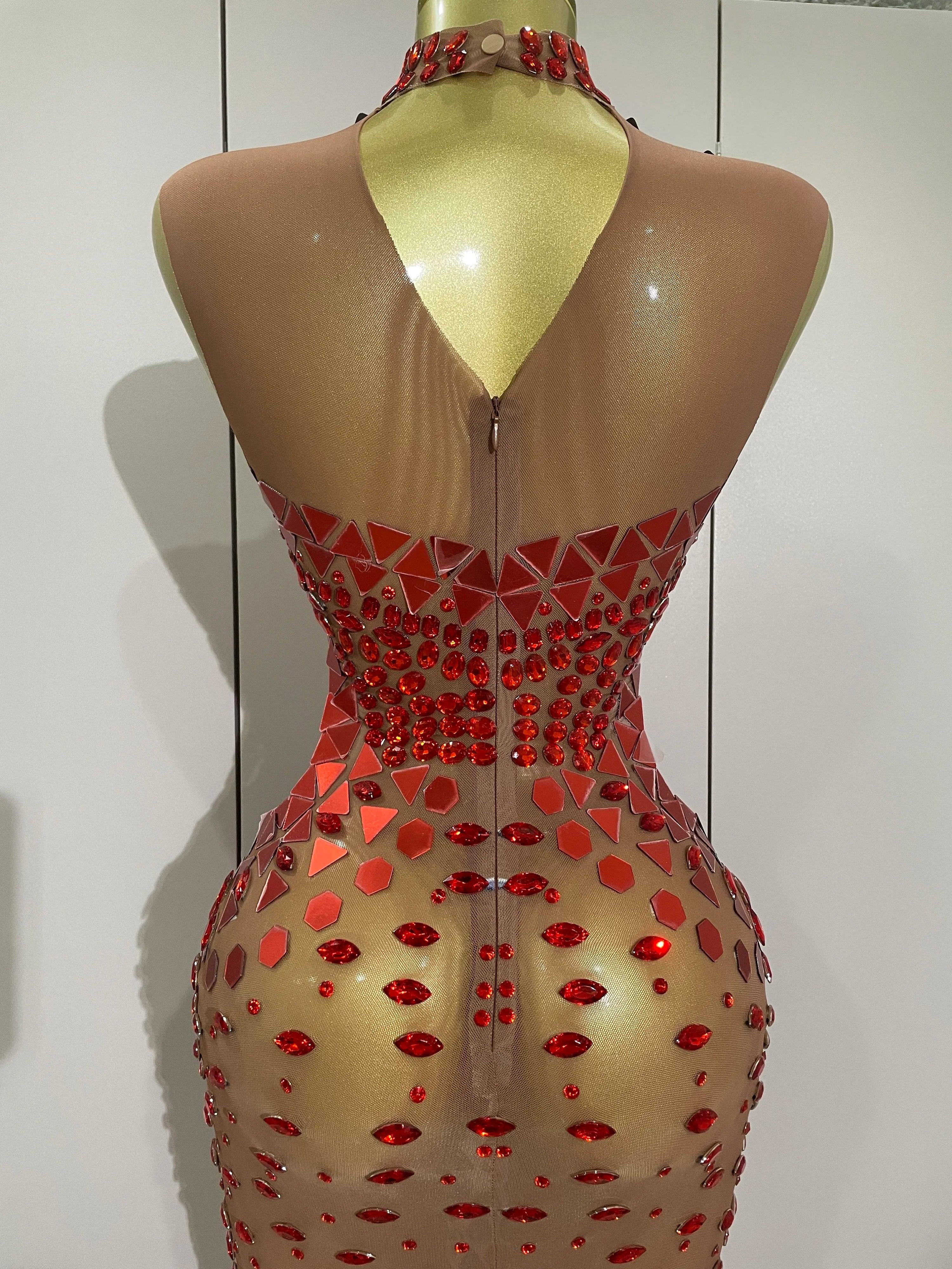 Luxury Shiny Mirror Rhinestones Hollowed-out Long Dress 2025Women Celebrity Evening Party Catwalk Prom Stage Photo Shoot Dresses