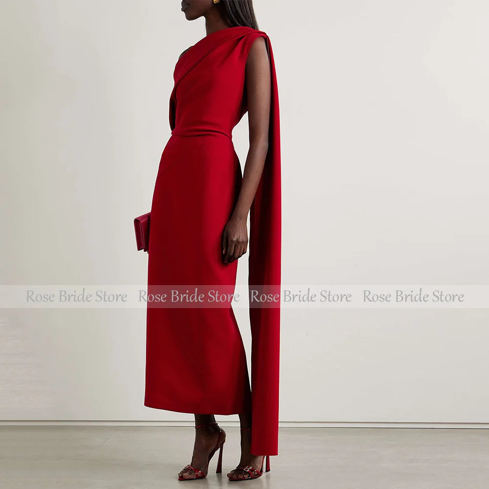 Elegant Evening Party Dresses for Women One Shoulder Column Cocktail Gowns Black Ankle Length Draped Maxi Cocktail Dress 2025