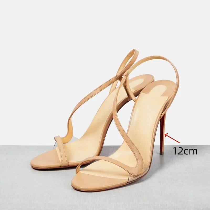 2025 European and AmericanWomen's Summer NewMulti ColorSerpentine Wrapped StrawStiletto High Heels Sexy Outerwear French Sandals