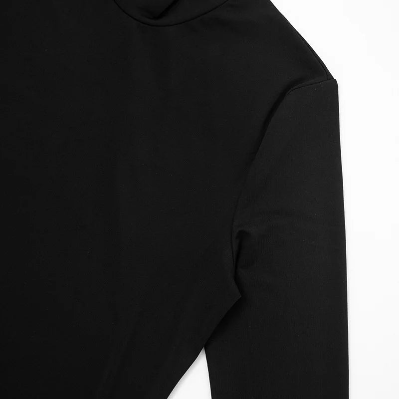 Mozision Turtleneck Long Sleeve Sexy Maxi Dress Women Elegant Autumn Winter High Waist Ruched Thigh High Split Club Long Dress