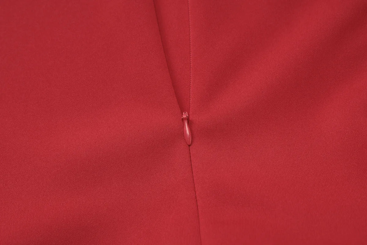 NIDANSSI Red Long Sleeve Evening Party Dress Women 2024 Pleated Robes Elegant Sexy Dress Bodycon Mini Winter Dress Vestidos