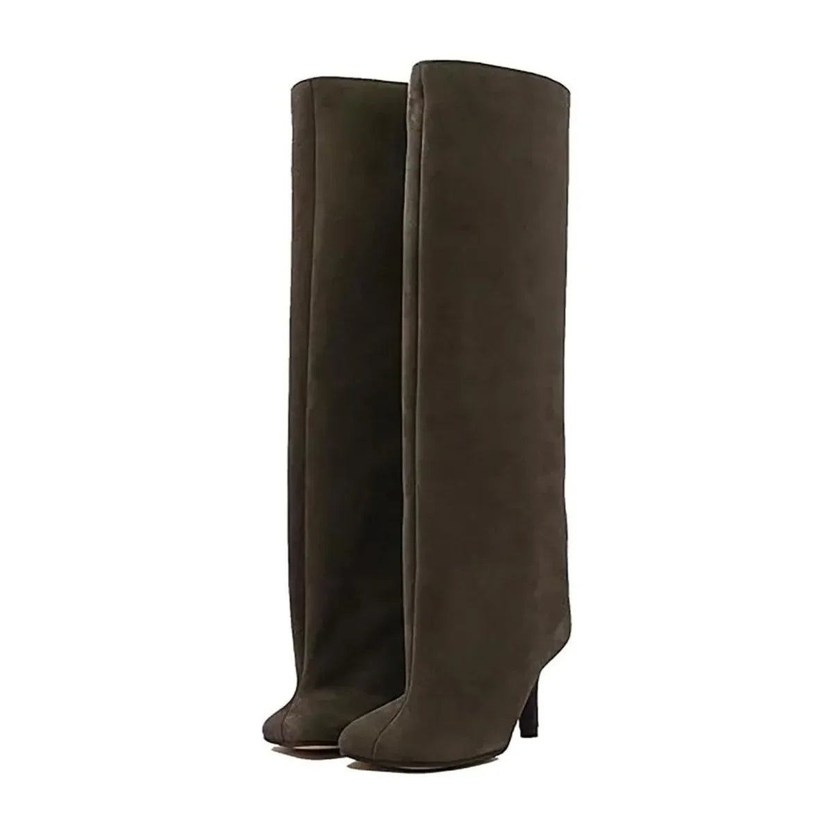 2024 European and American Fashion Stiletto Heels Wide Leg Knee Sleeve Boots Women's Square Head Suede Warm Boots
