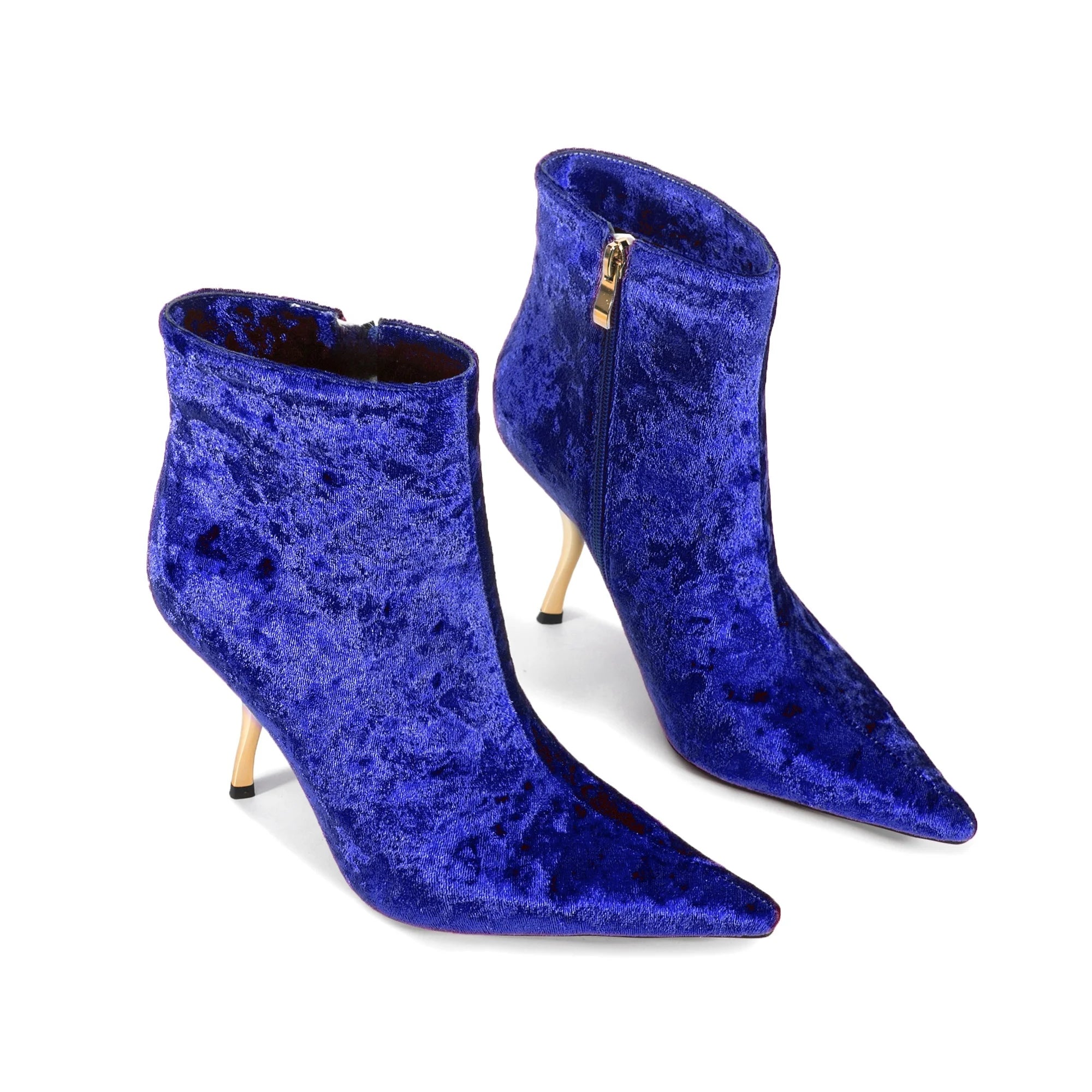 2025European AndAmerican Women's Autumn Andwinter New Style Metal High Heels,advanced Stonepattern Sidezipper Pointed Shortboots