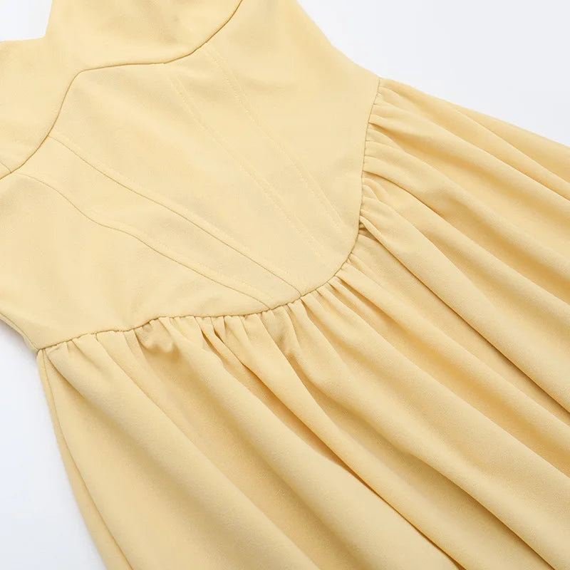 NIDANSSI 2025 Bodycon Slim Backless Evening Party Dress Women Robes Pleated Elegant Sexy Dress Midi Long Summer Dress Vestidos