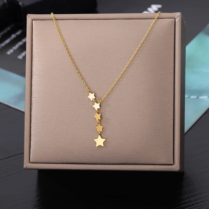 Double Layer Hollow Clavicle Chain Stainless Steel Necklace For Women Punk Hip-Hop Streetwear Jewelry Dropshipping