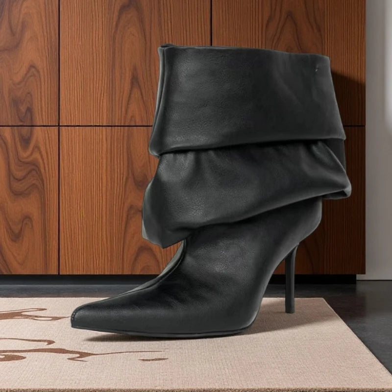 European and American Sexy Snake Pattern Pleated High-heeled Sleeve Boots for Women, Stage Fashion, Fashion Shows, Banquet Shoes