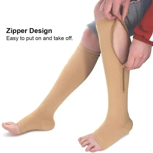 Zipper Compression Socks for Women & Men, Sturdy Zippered Stocking to Improves Blood Circulation, Relieves Pain & Swelling 1Pair Wofashion.xyz