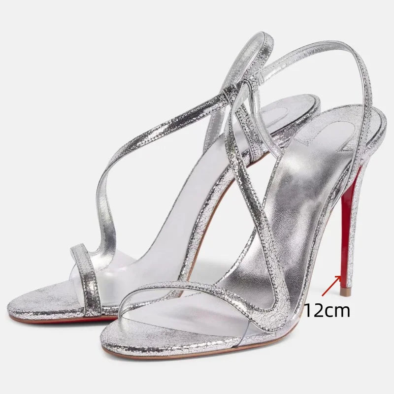 2025 European and AmericanWomen's Summer NewMulti ColorSerpentine Wrapped StrawStiletto High Heels Sexy Outerwear French Sandals