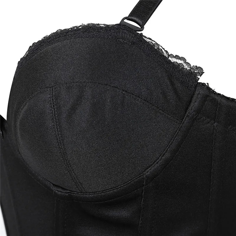 Women Corset with Straps Cotton Cup Push Up Overbust Bustier Weding Shapewear Slimming Waist Shaping Korset