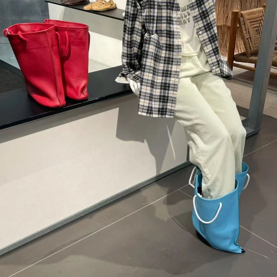 European and American Light Luxury Small Fragrance Fashion, Slim High Heels, Short Boots, Women's Sexy Big Tube Fashion Shoes