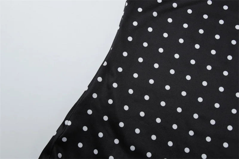 Mozision Polka Dot Strapless Sexy Maxi Dress Women Gown Elegant Scarf Collar Off-shoulder Backless Sleeveless Club Party Dress