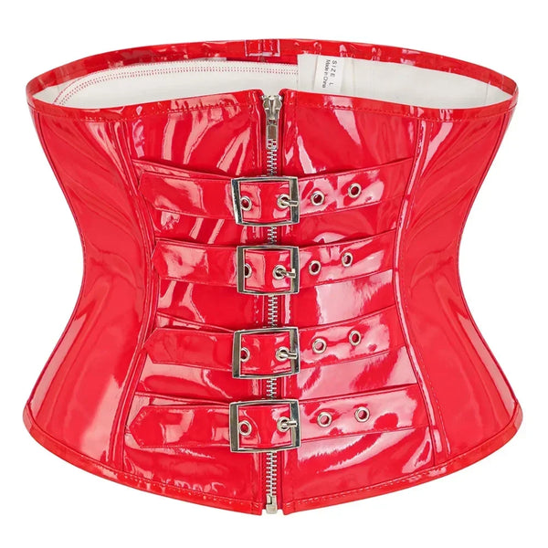 Steampunk Corset Belt Zipper PVC Leather Underbust Corsets Women Sexy Gothic Bustiers Body Shaper Waist Trainer Wofashion.xyz