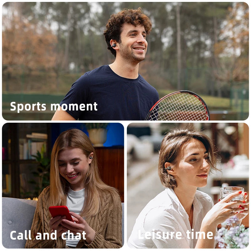 Wireless Headphones  Bluetooth Headset With Mic Handsfree Noise Canceling Earphones Clip Ear Music Sports Gaming Earplug