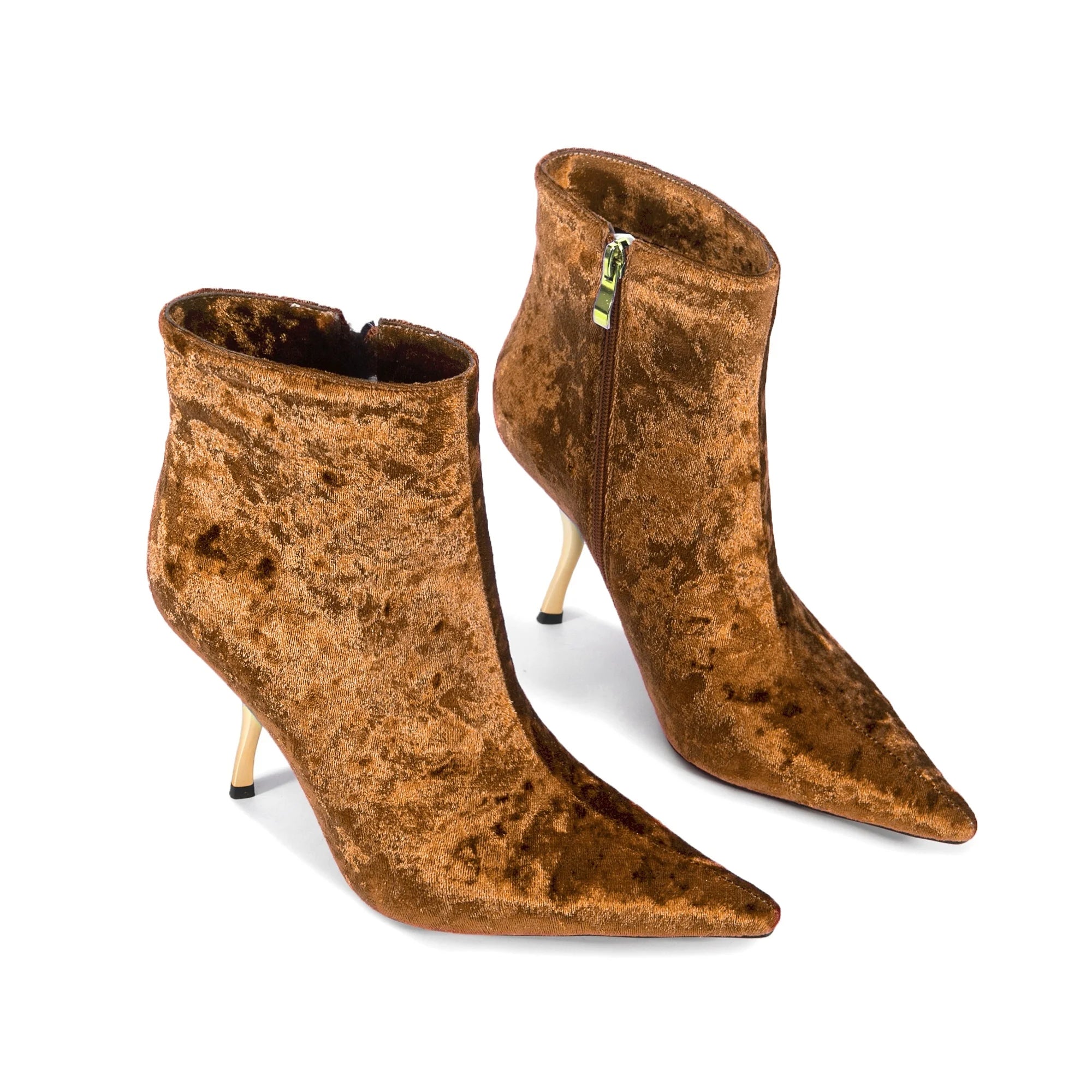 2025European AndAmerican Women's Autumn Andwinter New Style Metal High Heels,advanced Stonepattern Sidezipper Pointed Shortboots