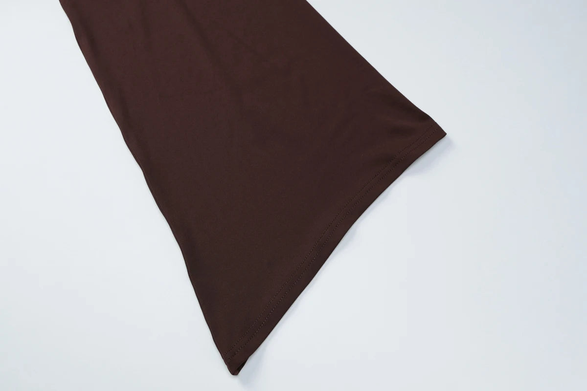 Dulzura Autumn Fashion Elegant O-Neck Long Flare Sleeve Ruched Slim Fit Ribbon Long Dress Women'S Solid Casual Party Club Outfit