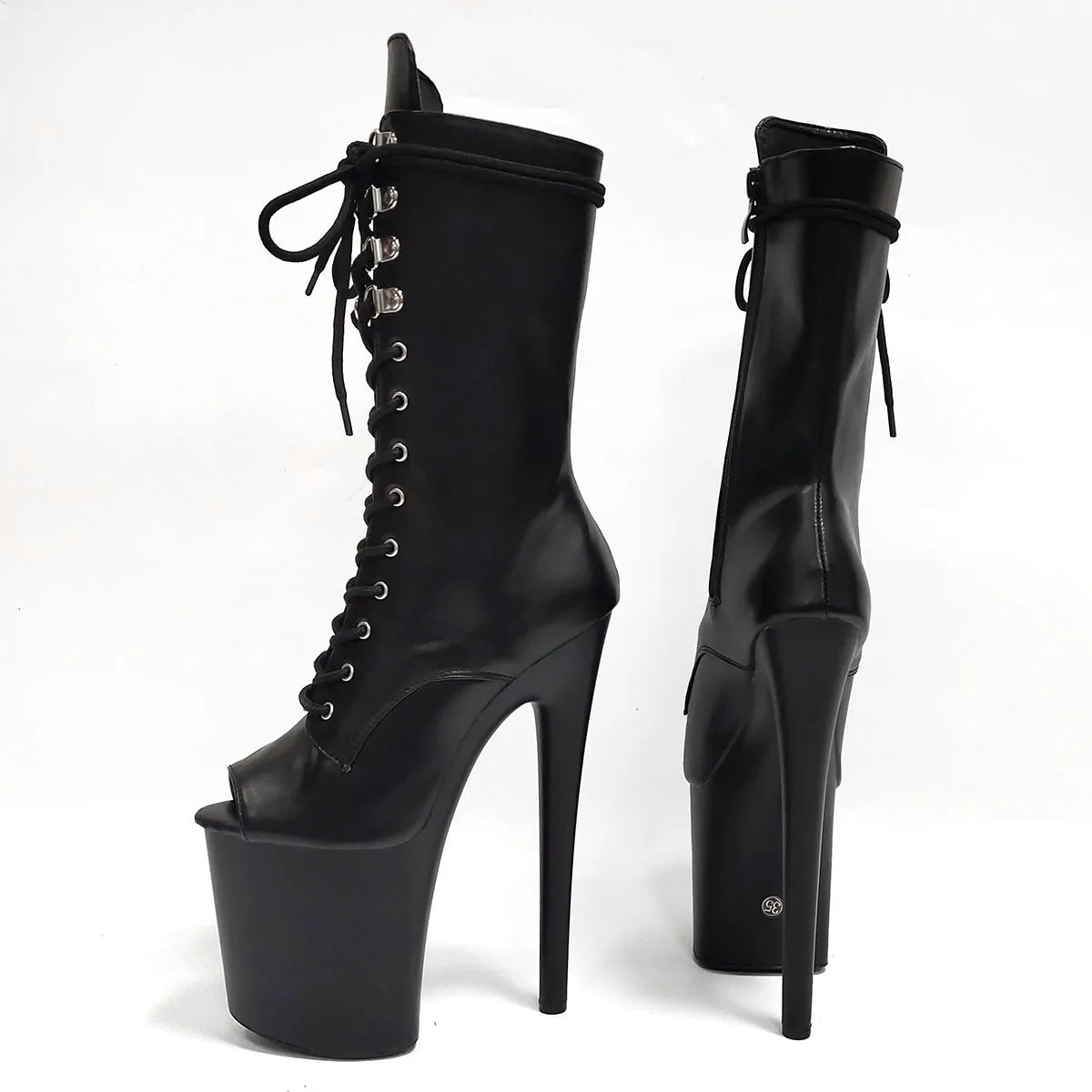 20CM Thin Heels Ankle Boots Extended Shoes length Platform Peep Toe High Heels Pole Dance Shoes Women Side Zipper Botas Mujer