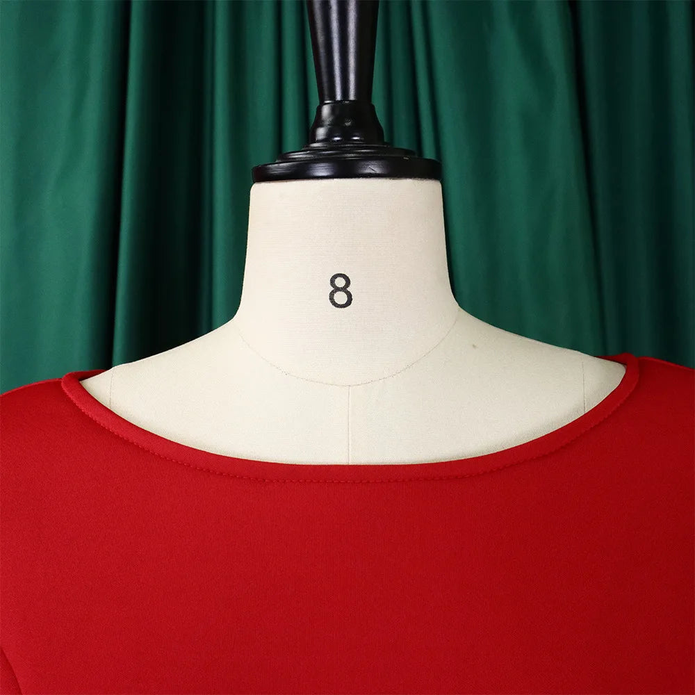 Elegant Party Dress for Woman 2024 Modern O Neck Three Quarter Sleeve High Waisted A Line Mid Calf Birthday Dinner Wedding Cloth