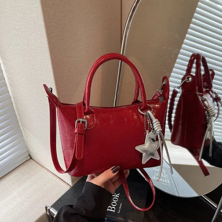 Luxury Designer Messenger Bag For Ladies, Genuine Leather Crossbody Purse With Detachable Strap, Vintage Shoulder Work Tote