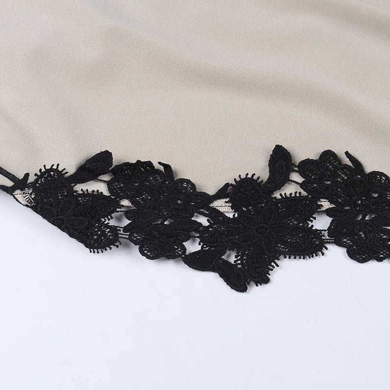 Mozision Lace High Split Sexy Midi Dress For Women Robe 2023 New Spaghetti Strap Sleeveless Deep V Neck Party Long Dress Vestido