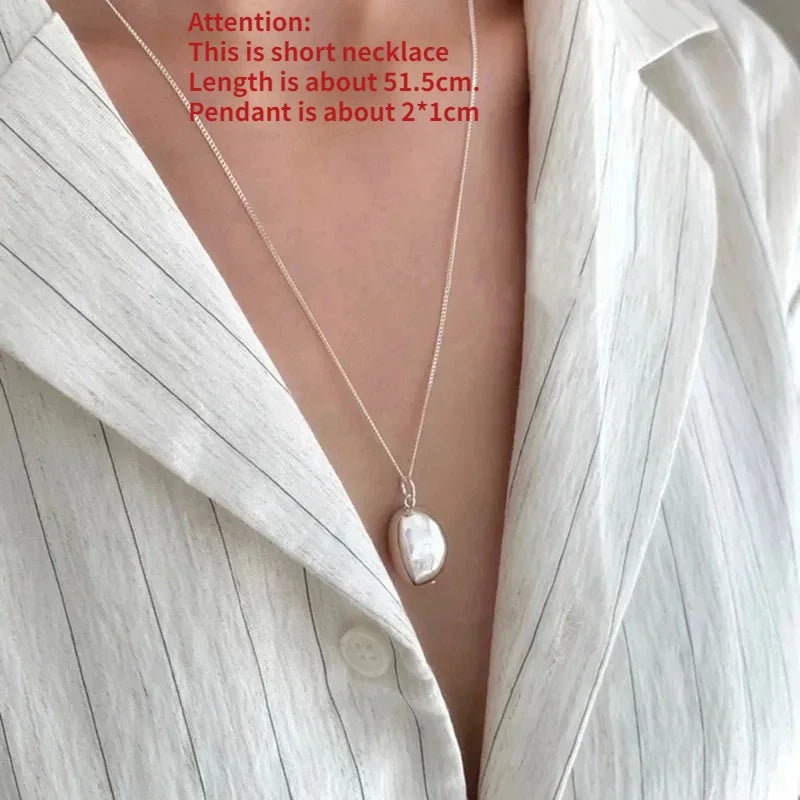 Fashion Jewelry Popular Style One Layer Chian Smooth Oval Metal Pendant Necklace For Women Girl Gift Hot Sale Accessories