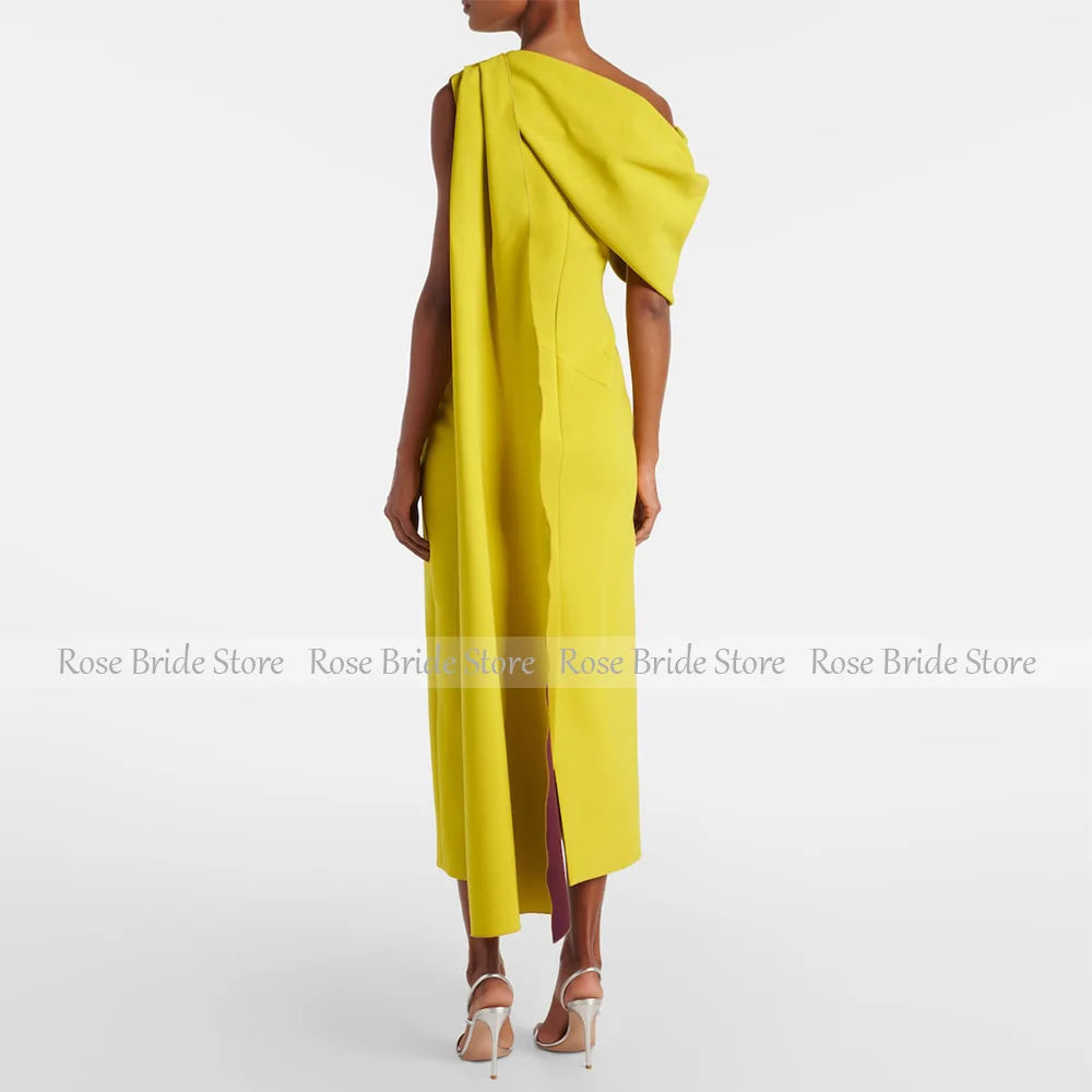 Elegant Evening Party Dresses for Women One Shoulder Column Cocktail Gowns Black Ankle Length Draped Maxi Cocktail Dress 2025