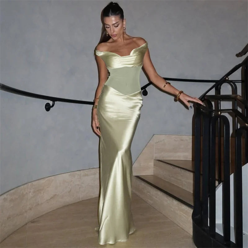 Mozision Off-shoulder Backless Sexy Maxi Dress For Women Fashion Patchwork Strapless Sleeveless Bodycon Club Party Long Dresses