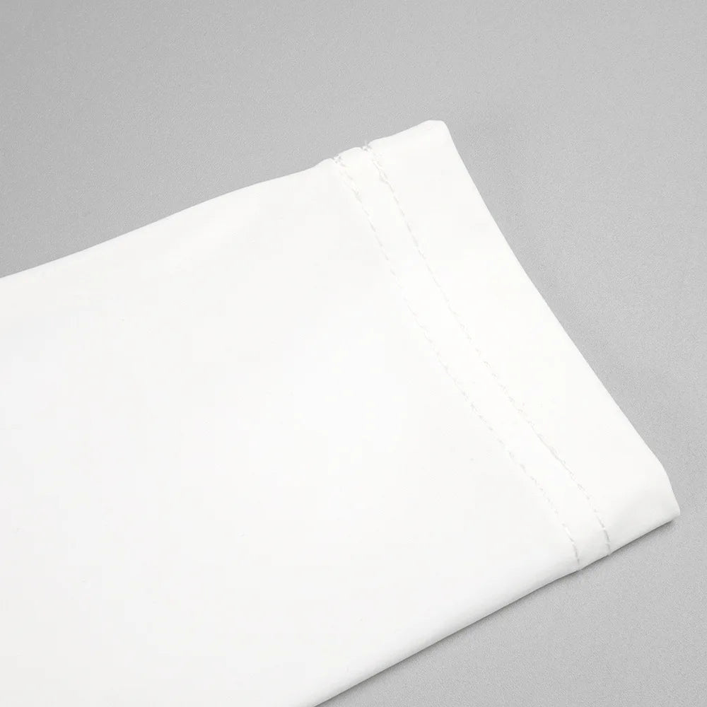 Sexy Elegant Party Dress Women White Long Sleeve Pleated Midi Dress for Evening Dinner Club