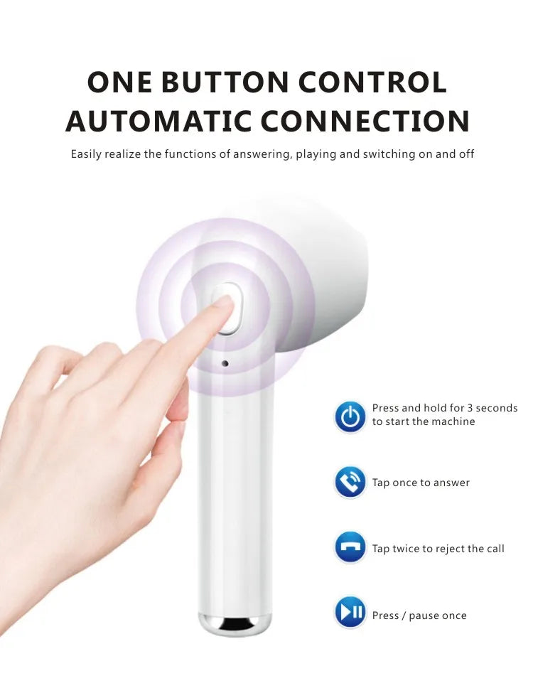 New TWS Earphone Wireless Bluetooth 5.0 Headphones Waterproof Sport Headsets Noise Reduction Earbuds with Mic