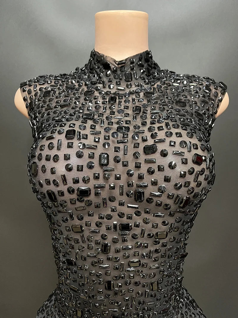 Elegant Luxury Crystal Party Dress Birthday Celebration Dress Bride Diamond Long Prom Dress Mother Formal Grand Party Dress